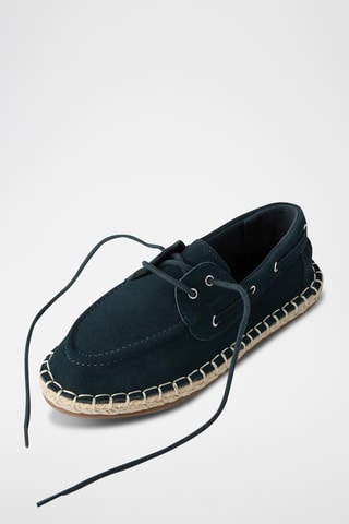 Chaussures bateau en nubuck - Bleu marine