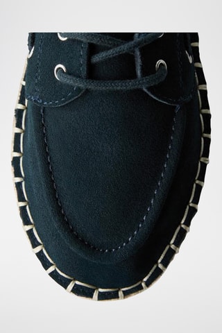 Chaussures bateau en nubuck - Bleu marine