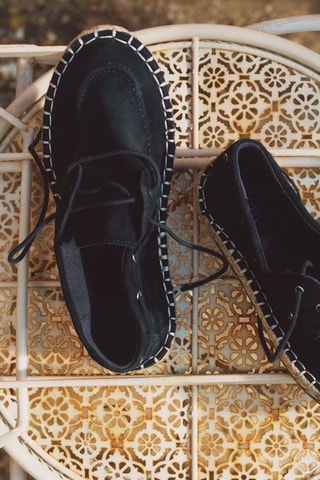 Chaussures bateau en nubuck - Bleu marine