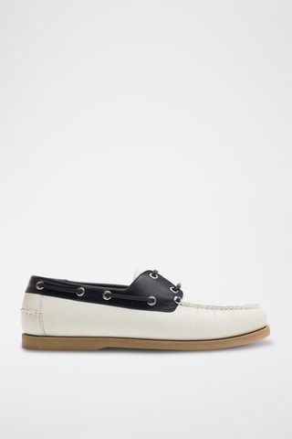 Chaussures bateau en cuir - Blanc et noir