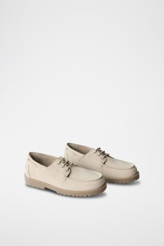 Chaussures bateau en nubuck - Ecru