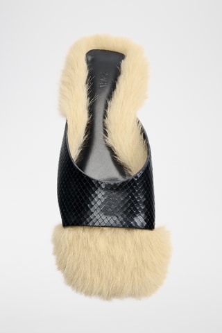 Mules fourrées en cuir - Noir