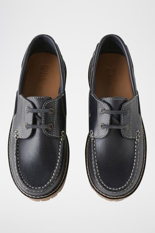 Chaussures bateau en cuir - Bleu marine