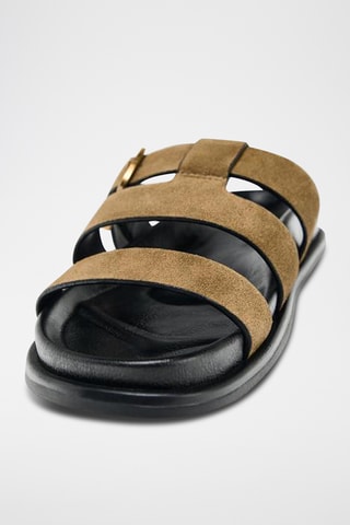 Mules en nubuck - Vert olive