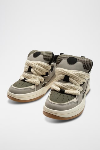 Baskets montantes - Gris clair et blanc