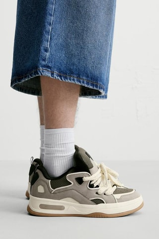 Baskets montantes - Gris clair et blanc