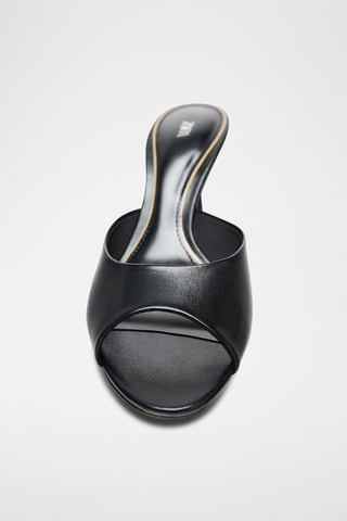 Mules à talons en cuir - Noir