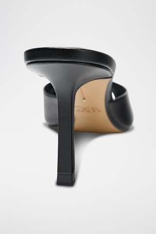 Mules à talons en cuir - Noir