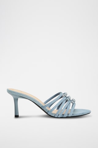 Sandales à talons en jean - Ciel