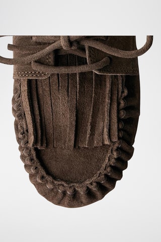 Chaussures bateau en nubuck - Marron