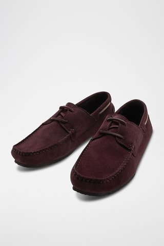 Chaussures bateau en nubuck - Bordeaux