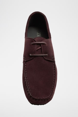 Chaussures bateau en nubuck - Bordeaux