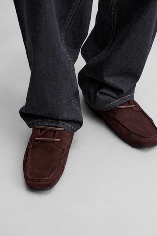 Chaussures bateau en nubuck - Bordeaux