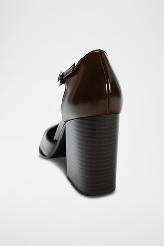 Salomés à talons vernis - Marron foncé