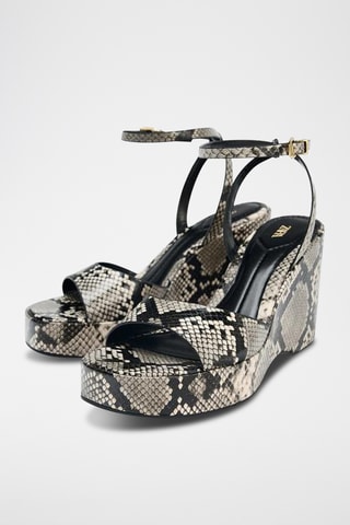 Sandales compensées - Noir et écru