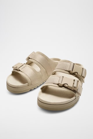 Mules plateformes en cuir - Ecru