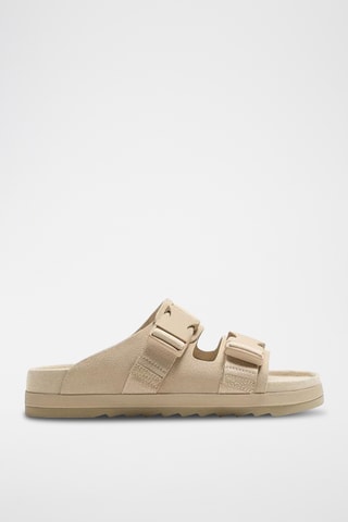 Mules plateformes en cuir - Ecru