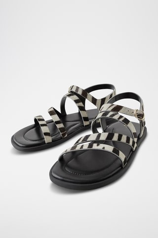 Sandales en cuir - Blanc et noir