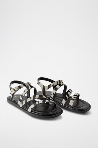 Sandales en cuir - Blanc et noir