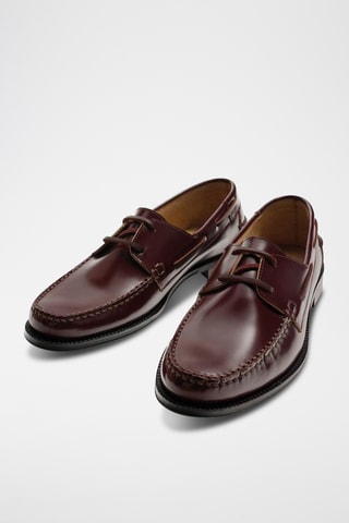 Chaussures bateau en cuir - Bordeaux