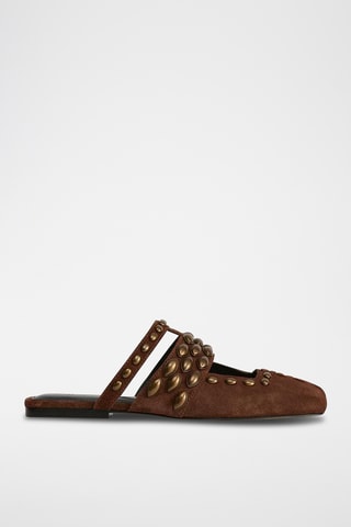 Mules en nubuck - Marron