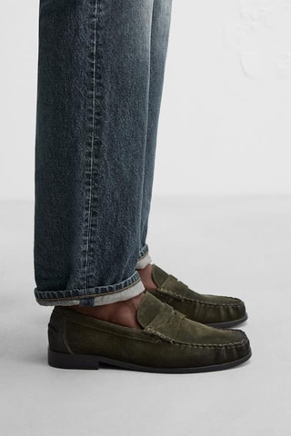 Mocassins en nubuck - Kaki