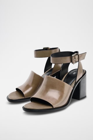 Sandales à talons en cuir - Taupe