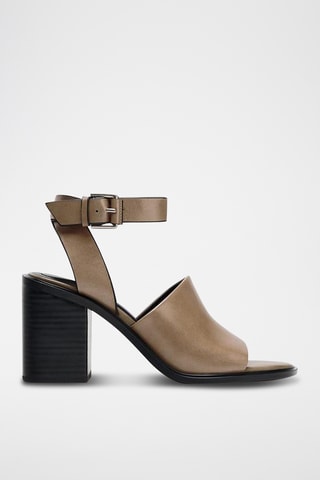 Sandales à talons en cuir - Taupe