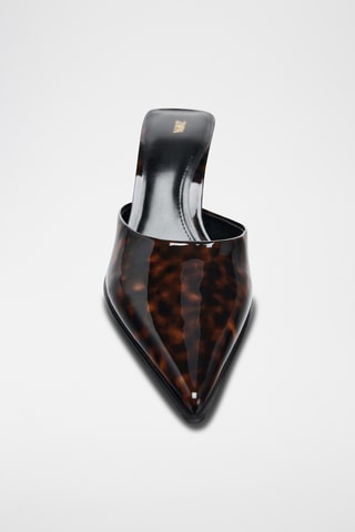 Mules à talons vernies - Noir et marron