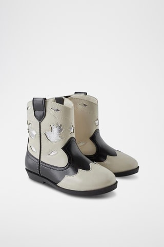 Bottines - Ecru et noir