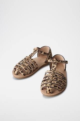 Sandales en cuir - Beige et noir