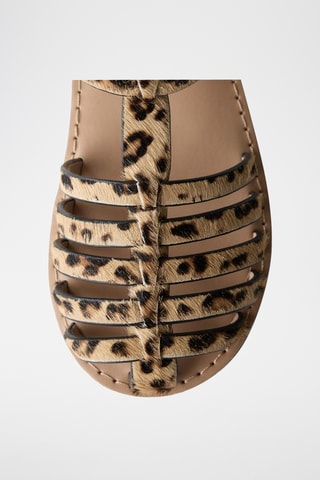 Sandales en cuir - Beige et noir