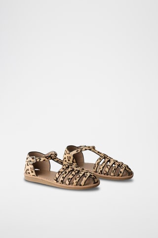 Sandales en cuir - Beige et noir