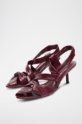 Sandales à talons en cuir - Bordeaux