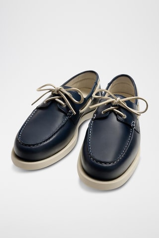 Chaussures bateau en cuir - Bleu marine