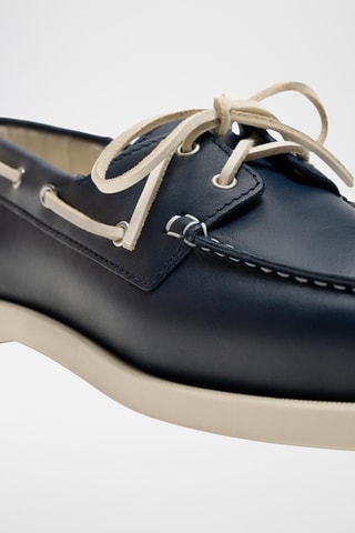 Chaussures bateau en cuir - Bleu marine