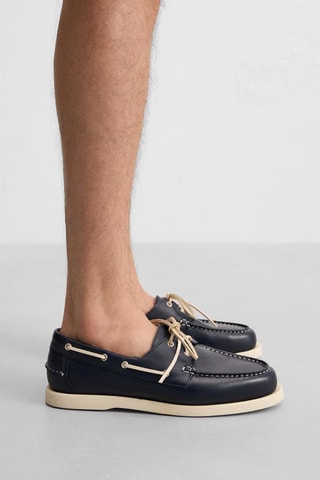Chaussures bateau en cuir - Bleu marine