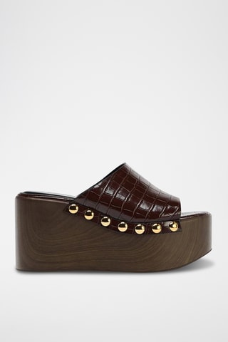 Mules compensées - Marron