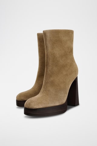 Bottines en nubuck - Marron clair