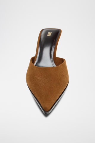 Mules à talons en nubuck - Marron