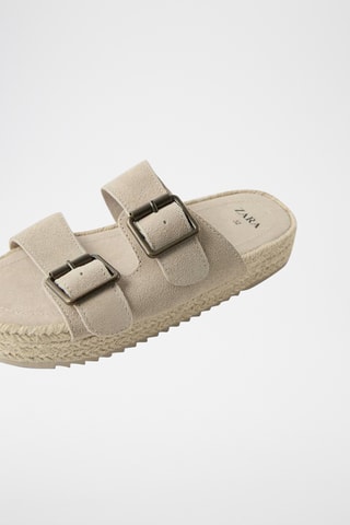Mules plateformes en nubuck - Beige