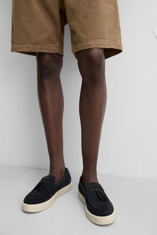 Mocassins en nubuck - Bleu nuit