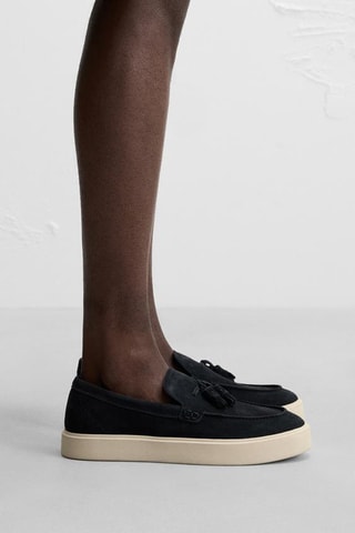 Mocassins en nubuck - Bleu nuit