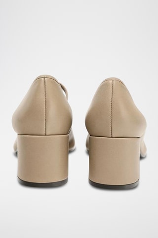 Babies à talons en cuir - Ecru