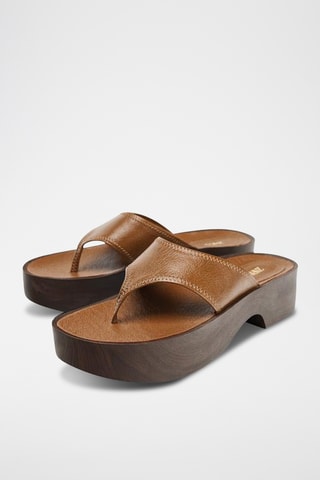 Sandales plateformes en cuir - Marron