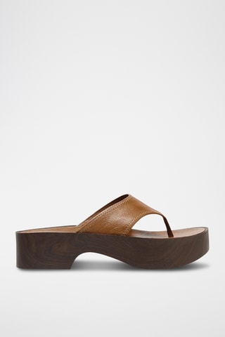 Sandales plateformes en cuir - Marron