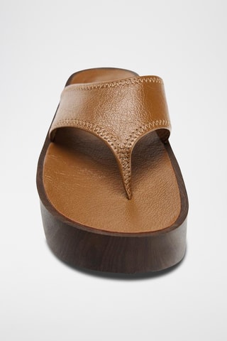 Sandales plateformes en cuir - Marron