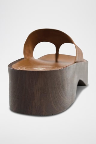 Sandales plateformes en cuir - Marron