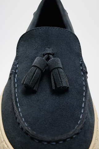 Mocassins en nubuck - Bleu marine