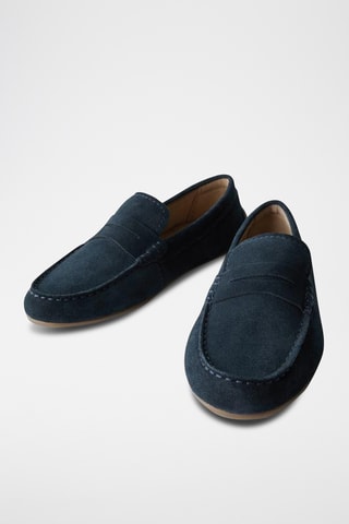 Mocassins en nubuck - Bleu marine